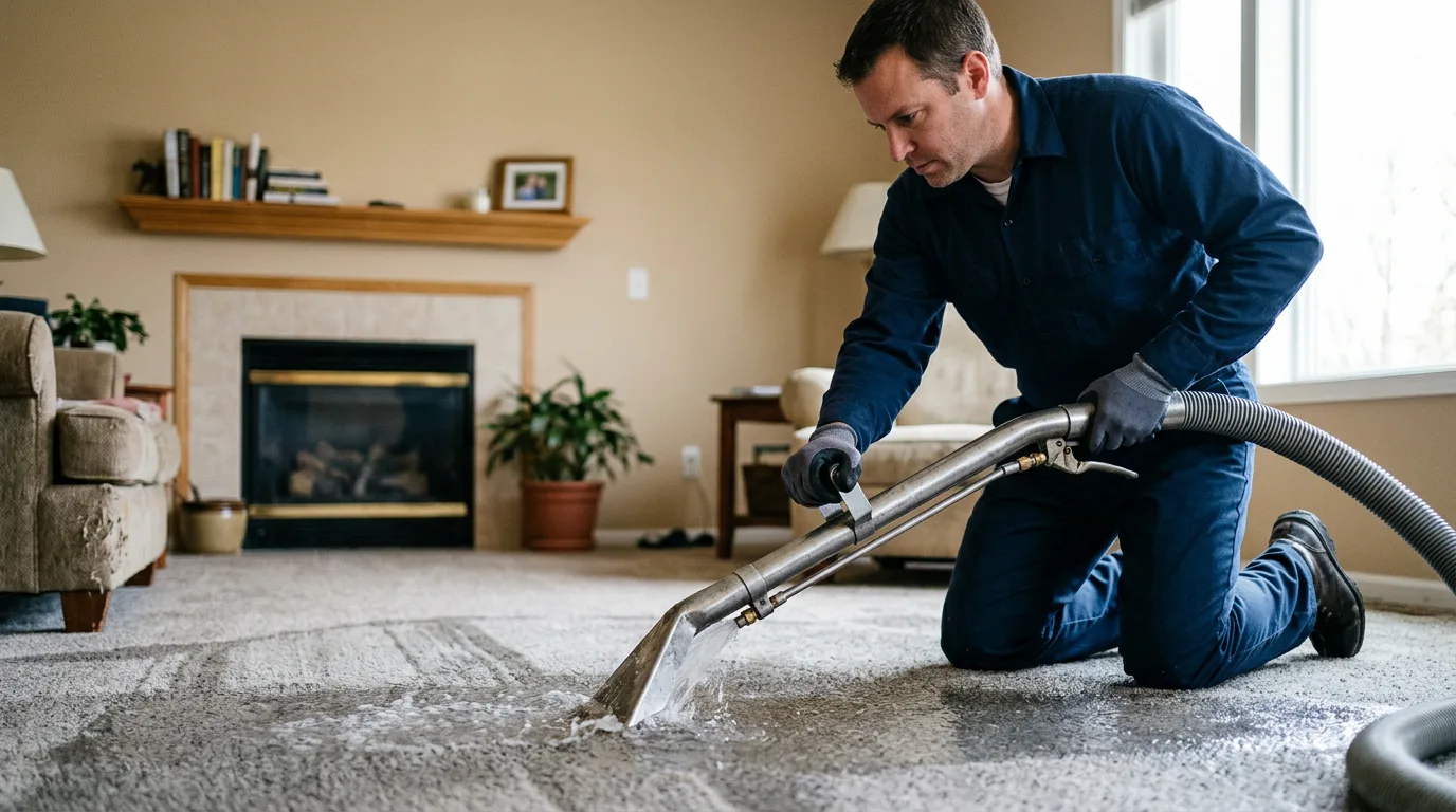 Water damage restoration technician working near Medway, MA